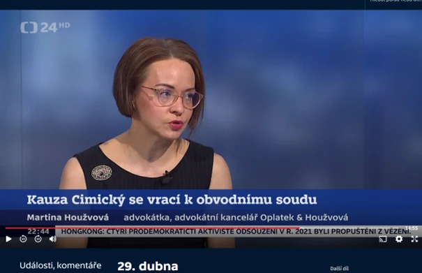 Náhled vystoupení Martiny Houžvové v Událostech, komentářích ČT